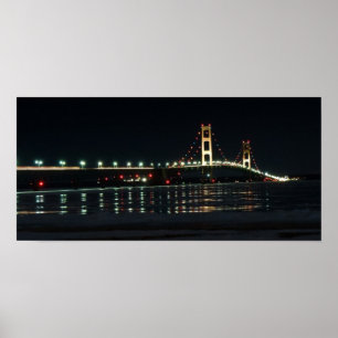 Mackinac Bridge 's nachts Poster