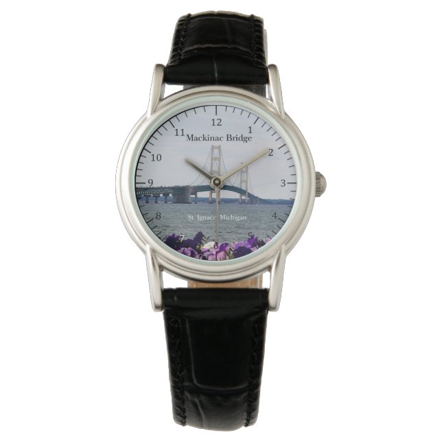 Mackinac Bridge St. Ignace lente kijk Horloge (Voorkant)