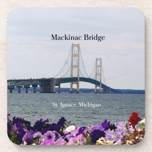 Mackinac Bridge St Ignace spring6 plastic onderzet Bier Onderzetter (Voorkant)