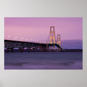 Mackinac Bridge Sunset Poster