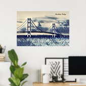 Mackinac Bridge Ukiyoe Style Poster (Thuiskantoor)