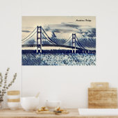 Mackinac Bridge Ukiyoe Style Poster (Keuken)