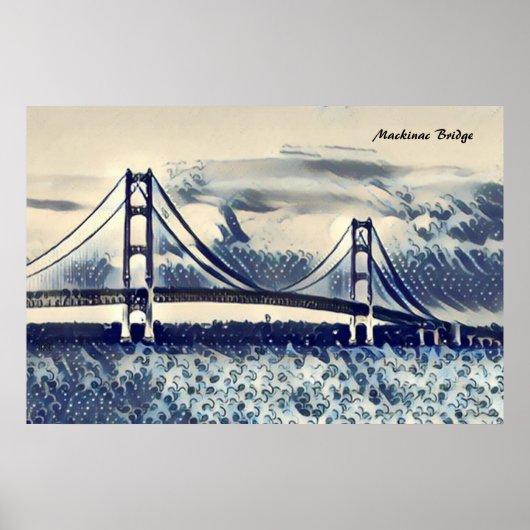 Mackinac Bridge Ukiyoe Style Poster (Voorkant)