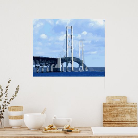 Mackinac Bridge Vector Poster (Keuken)