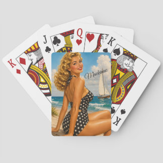 Mackinac Bridge Vintage Badende Schoonheid Pokerkaarten