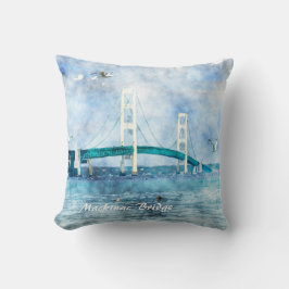 Mackinac Bridge Waterverf Artwork Canvas Kussen