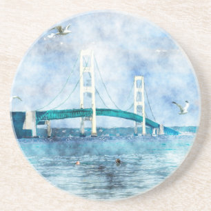 Mackinac Bridge Waterverf Onderzetter