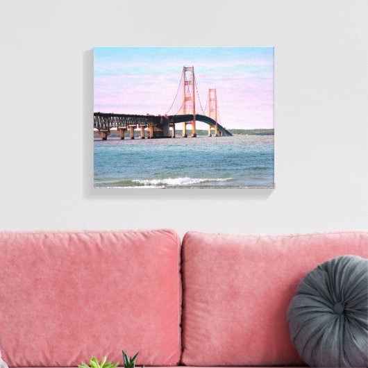 Mackinac Bridge Wrapped Canvas (Insitu (Woonkamer))
