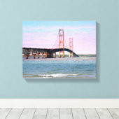 Mackinac Bridge Wrapped Canvas Afdruk (Insitu (Houten vloer))