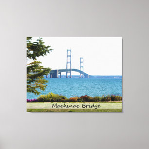 Mackinac Bridge/Wrapped Canvas Afdruk