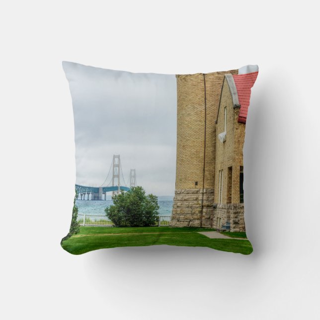 Mackinac-brug en vuurtoren kussen (Voorkant)