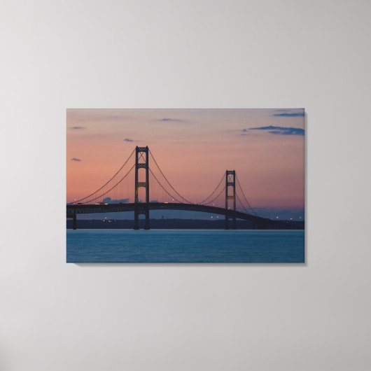 Mackinac-brug in Dusk Canvas Afdruk (Voorkant)