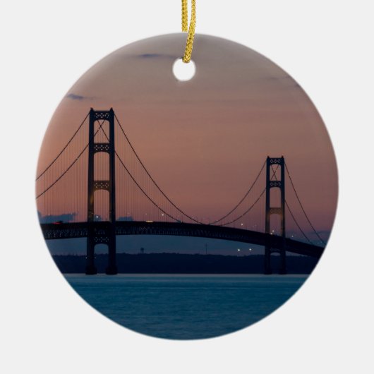 Mackinac-brug in Dusk Keramisch Ornament (Voorkant)