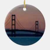 Mackinac-brug in Dusk Keramisch Ornament (Achterkant)