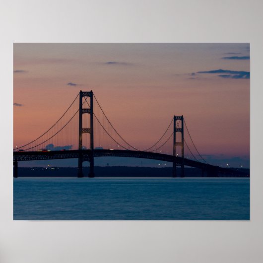 Mackinac-brug in Dusk Poster (Voorkant)