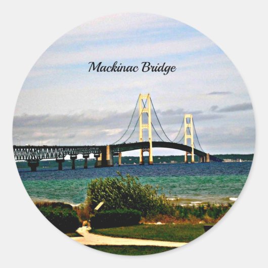 Mackinac-brug, Mackinac Island Ronde Sticker (Voorkant)