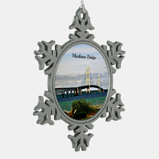Mackinac-brug, Mackinac Island Tin Sneeuwvlok Ornament (Links)
