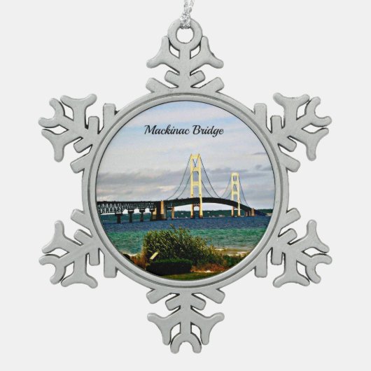 Mackinac-brug, Mackinac Island Tin Sneeuwvlok Ornament (Voorkant)