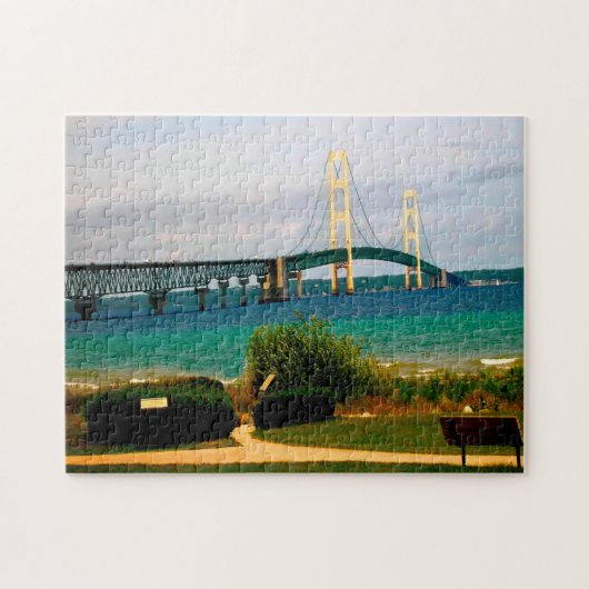 Mackinac-brug Michigan. Legpuzzel (Horizontaal)