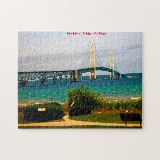 Mackinac-brug Michigan. Legpuzzel (Horizontaal)