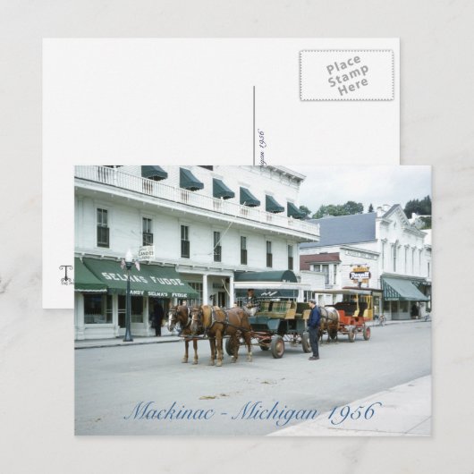 Mackinac Island 1956 Michigan Fudge Shop Briefkaart (Voorkant / Achterkant)