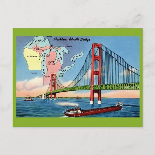 Mackinac Island Brug Postkaart (Voorkant)