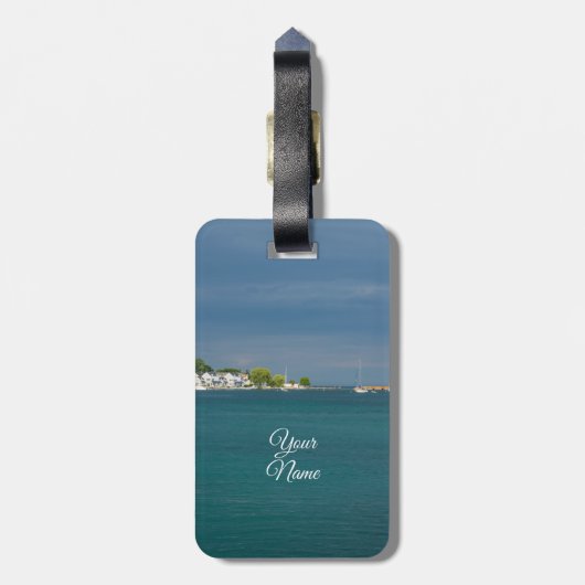 Mackinac Island Harbour Bagagelabel (Achterkant verticaal)