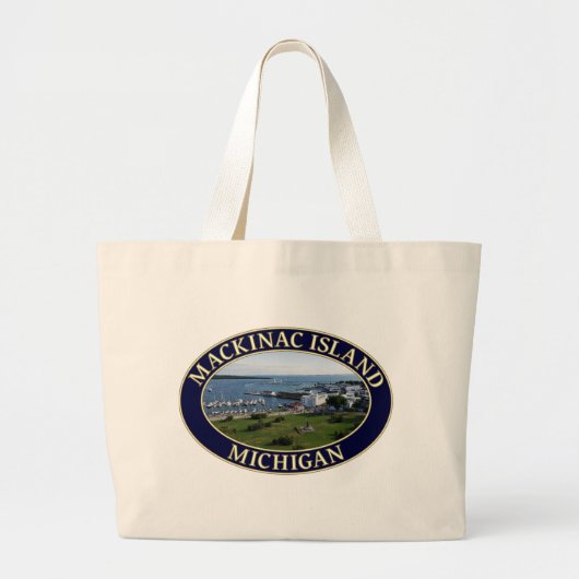 Mackinac Island Harbour & Lake Huron in Michigan Grote Tote Bag (Voorkant)