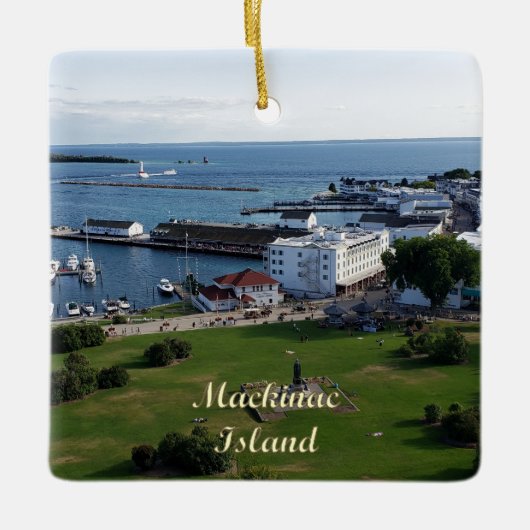 Mackinac Island Harbour & Lake Huron in Michigan Keramisch Ornament (Voorkant)