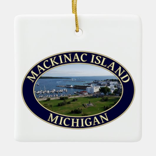 Mackinac Island Harbour & Lake Huron in Michigan Keramisch Ornament (Voorkant)