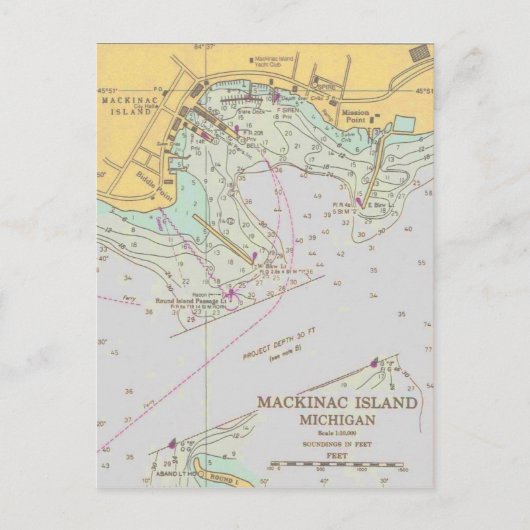 Mackinac Island - havenkaart Briefkaart (Voorkant)
