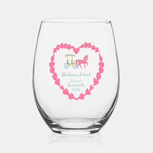 Mackinac Island Horse Drawn Carriage Bachelorette Wijnglas Zonder Voet (Voorkant)