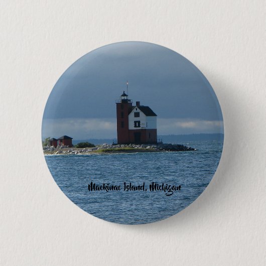 Mackinac Island, knop van de vuurtoren van Michiga Ronde Button 5,7 Cm (Voorkant)