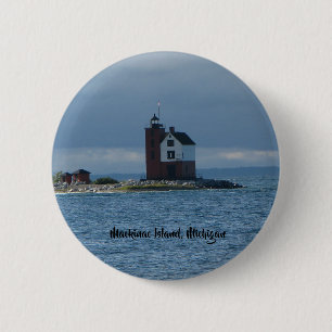 Mackinac Island, knop van de vuurtoren van Michiga Ronde Button 5,7 Cm