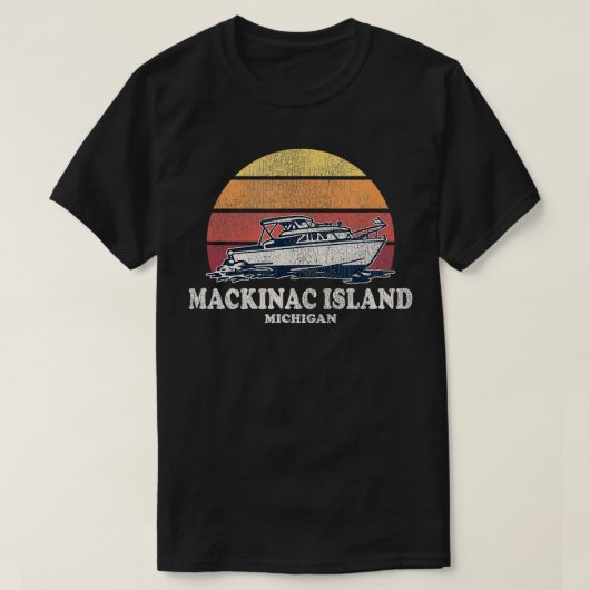 Mackinac Island MI Boating 70s Retro Boat T-shirt (Design voorkant)