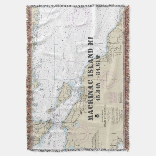 Mackinac Island MI Hometown Latitude Longitude Deken (Voorkant Verticaal)