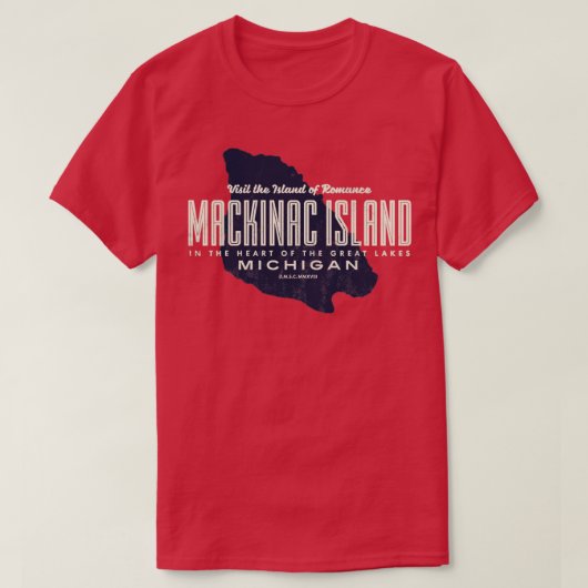 Mackinac Island Michigan Island Map T-shirt (Design voorkant)