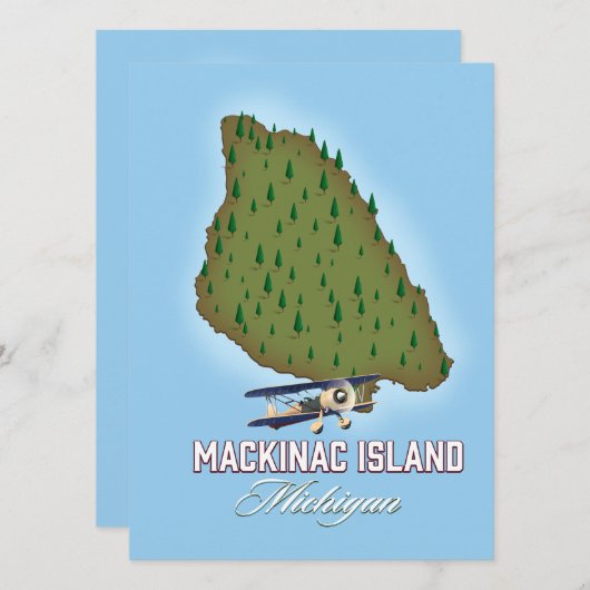 Mackinac Island Michigan-kaart (Voorkant / Achterkant)