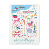 MacKinac Island Michigan Kaart Aangepaste coördina Magneet (Verticaal)