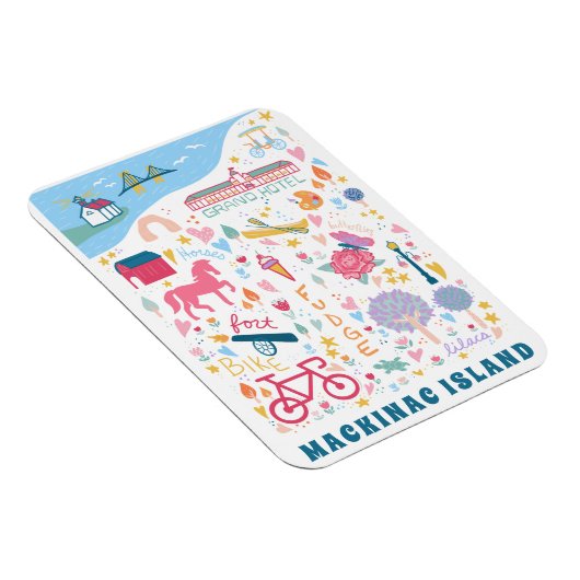 Mackinac Island Michigan Kaart Favoriete dingen Magneet (Rechterzijde)