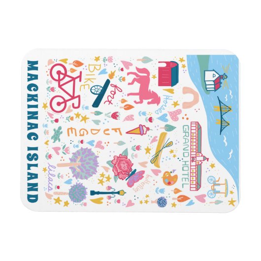 Mackinac Island Michigan Kaart Favoriete dingen Magneet (Horizontaal)