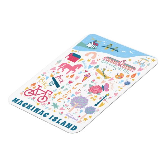 Mackinac Island Michigan Kaart Favoriete dingen Magneet (Linkerzijde)