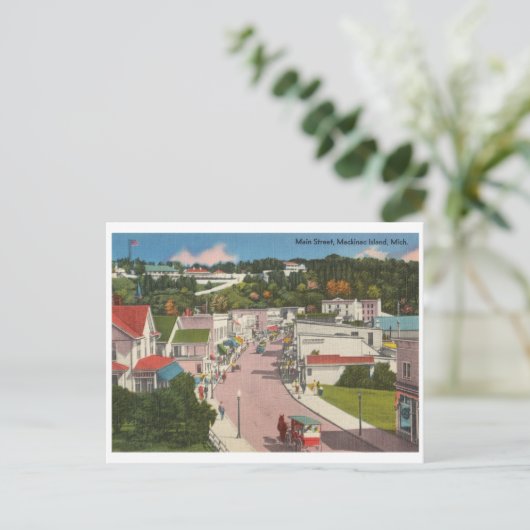 Mackinac Island, Michigan Main Street, Verenigde Briefkaart (Staand voorkant)