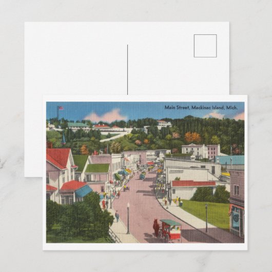  Mackinac Island, Michigan Main Street, Verenigde  Briefkaart (Voorkant / Achterkant)