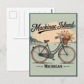  Mackinac Island Michigan met bloemen cadeau Briefkaart (Voorkant / Achterkant)