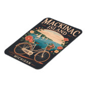 Mackinac Island Michigan met fietsbloemen Magneet (Linkerzijde)
