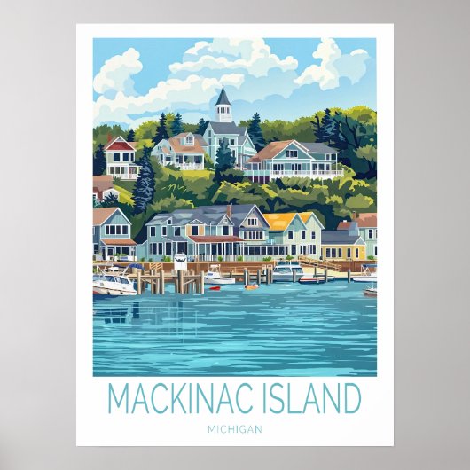 Mackinac Island Michigan Travel Poster, Mackinac Poster (Voorkant)