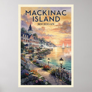 Mackinac Island Michigan Vintage Reis Poster
