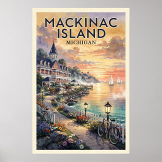 Mackinac Island Michigan Vintage Reis Poster