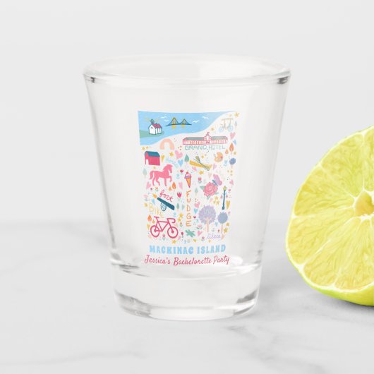 Mackinac Island Michigan vrijgezellenfeest Shot Glas (Voorkant)